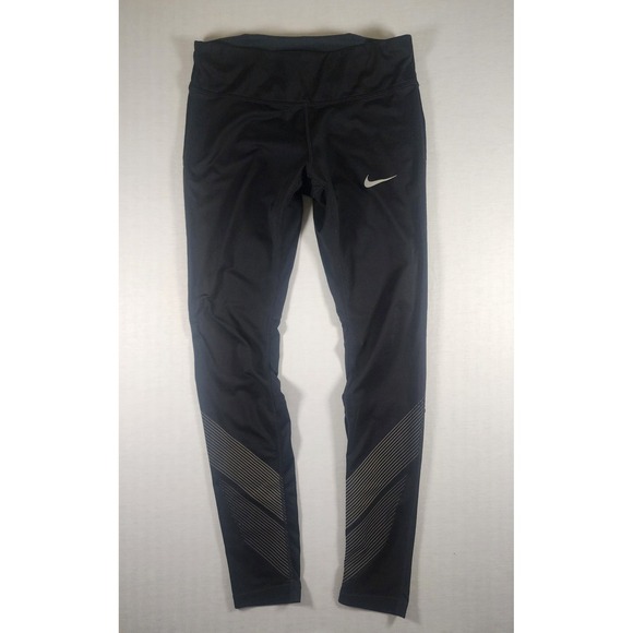 Nike Pants - Nike Power Flash Reflective Womens‎ Running Tights Black Reflective Size M
